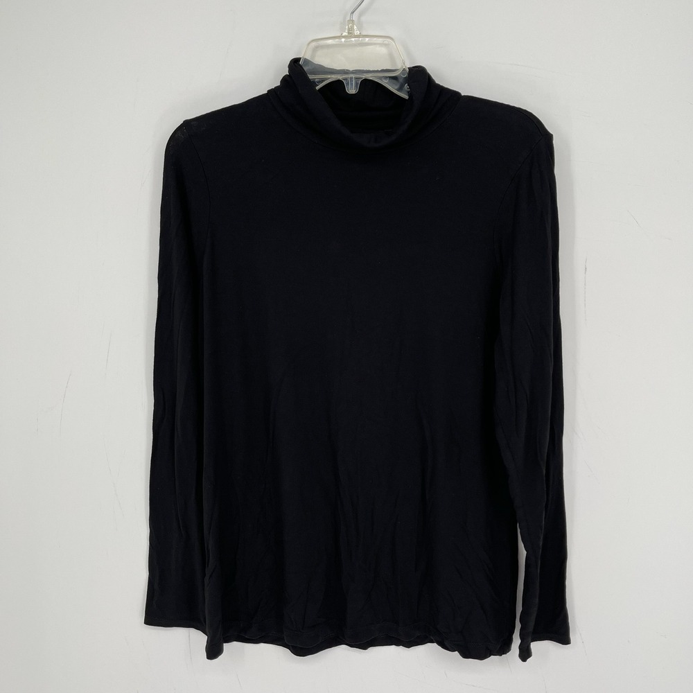Tahari Women's Black Long Sleeve Turtleneck Minimalist Careeer Office Top Size L